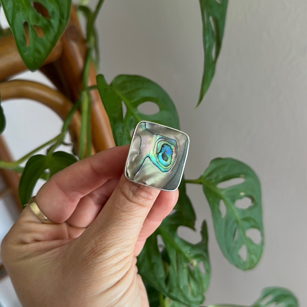 Abalone Statement Sterling Ring